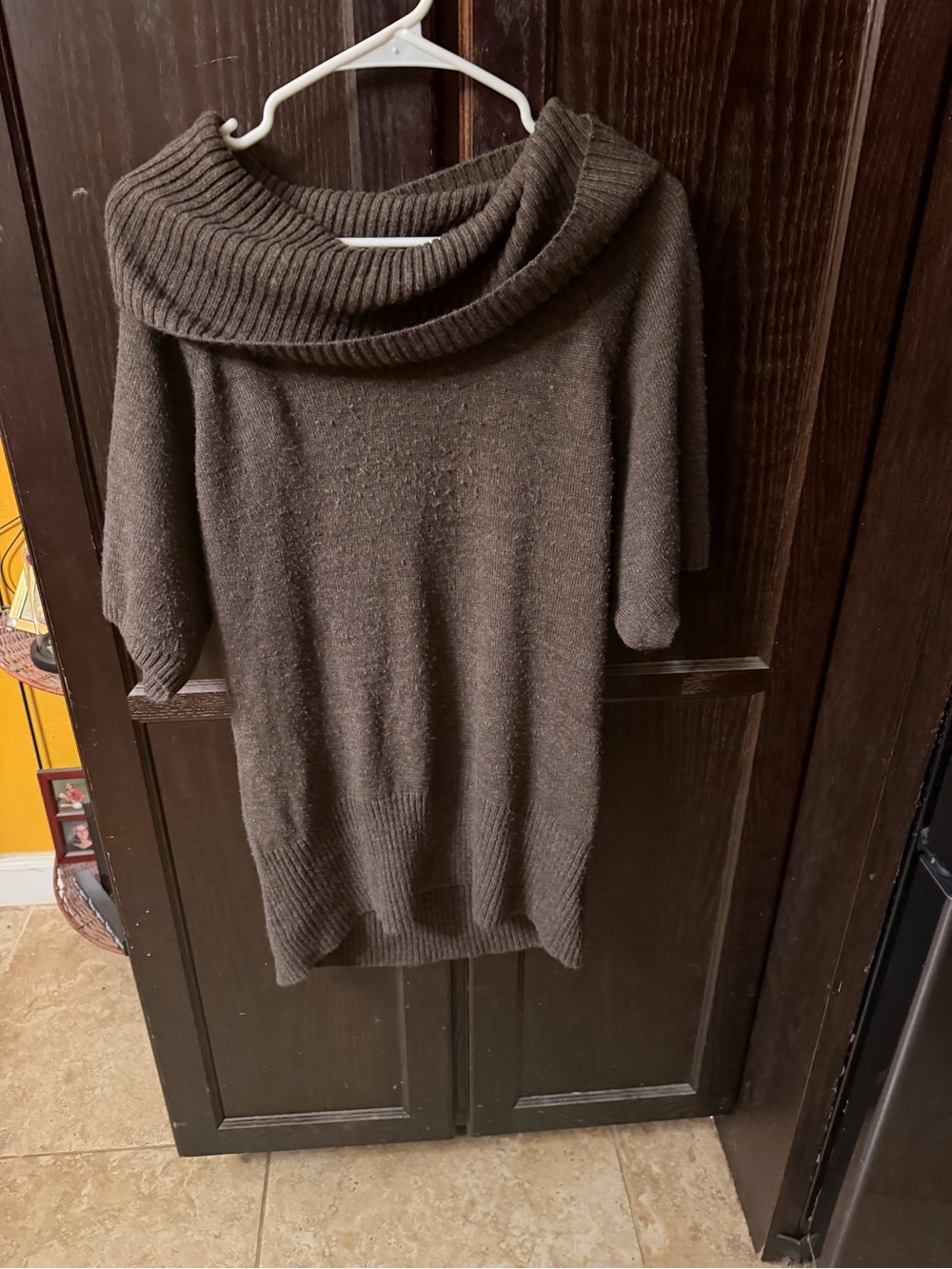 Worthington Brown Cowl Neck Short-Sleeve Sweater